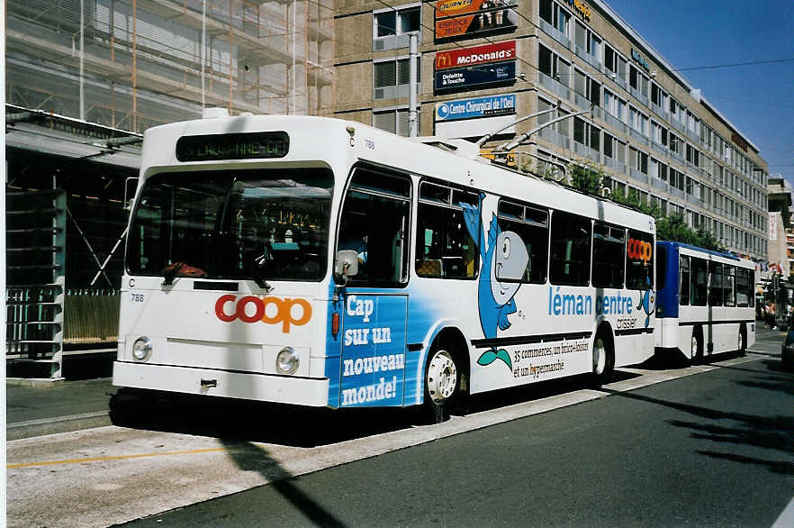 (062'622) - TL Lausanne - Nr. 788 - NAW/Lauber Trolleybus am 4. August 2003 beim Bahnhof Lausanne