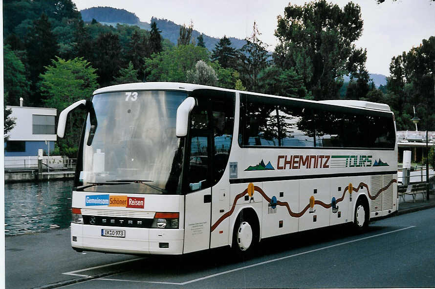 (062'707) - Aus Deutschland: Chemnitz Tours, Chemnitz - Nr. 73/IK-O 973 - Setra am 13. August 2003 bei der Schifflndte Thun