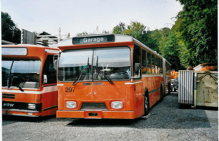 (063'317) - SVB Bern (RWB) - Nr. 297 - FBW/Hess (ex TPG Genve Nr. 114) am 7. September 2003 in Oberburg, Ziegelgut