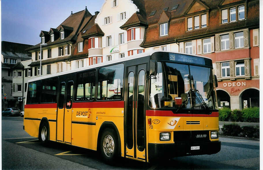 (064'204) - Voegtlin-Meyer, Brugg - Nr. 78/AG 14'812 - NAW/Hess am 18. Oktober 2003 beim Bahnhof Brugg