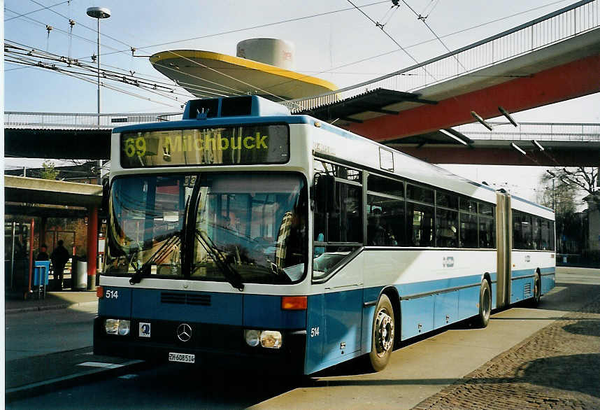 (065'605) - VBZ Zrich - Nr. 514/ZH 608'514 - Mercedes am 16. Februar 2004 in Zrich, Bucheggplatz
