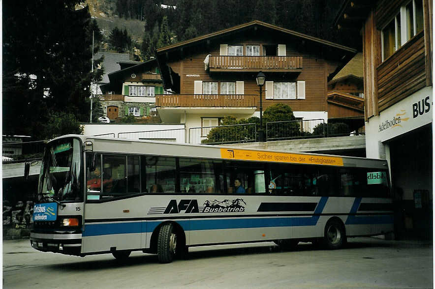(065'703) - AFA Adelboden - Nr. 15/BE 26'974 - Setra (ex TPYG Yverdon Nr. 5) am 22. Februar 2004 beim Autobahnhof Adelboden