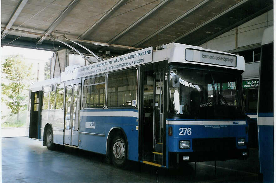 (067'934) - VBL Luzern - Nr. 276 - NAW/R&J-Hess Trolleybus am 23. Mai 2004 in Luzern, Depot