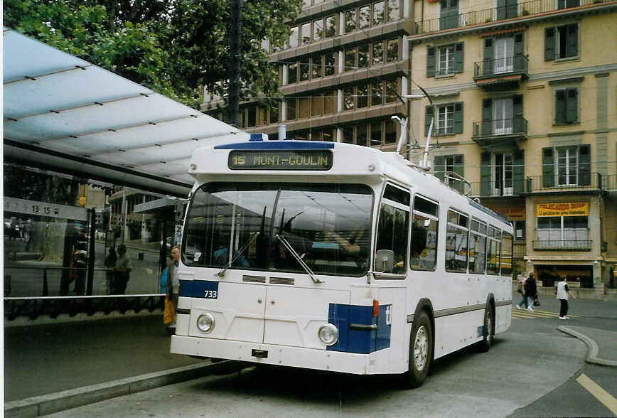 (069'131) - TL Lausanne - Nr. 733 - FBW/Hess Trolleybus am 8. Juli 2004 in Lausanne, Chauderon