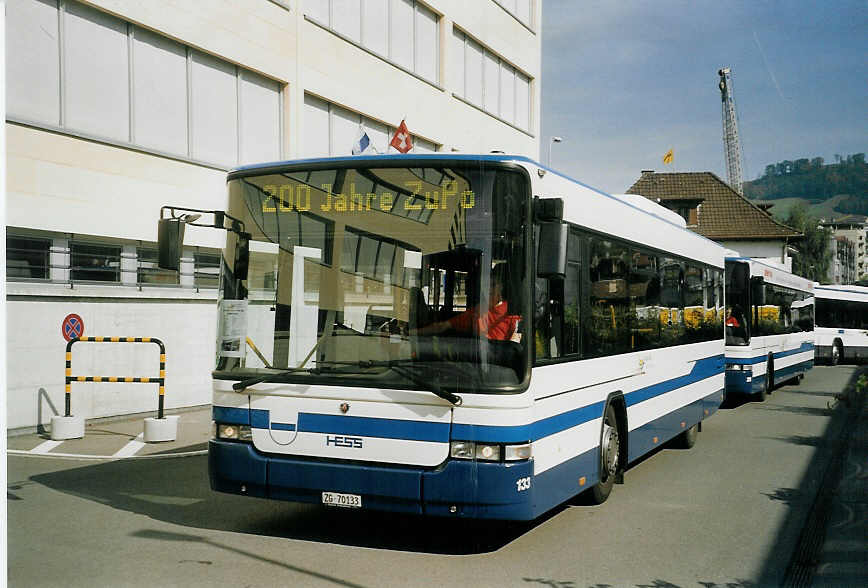 (070'924) - ZVB Zug - Nr. 133/ZG 70'133 - Scania/Hess am 11. September 2004 in Zug, Garage