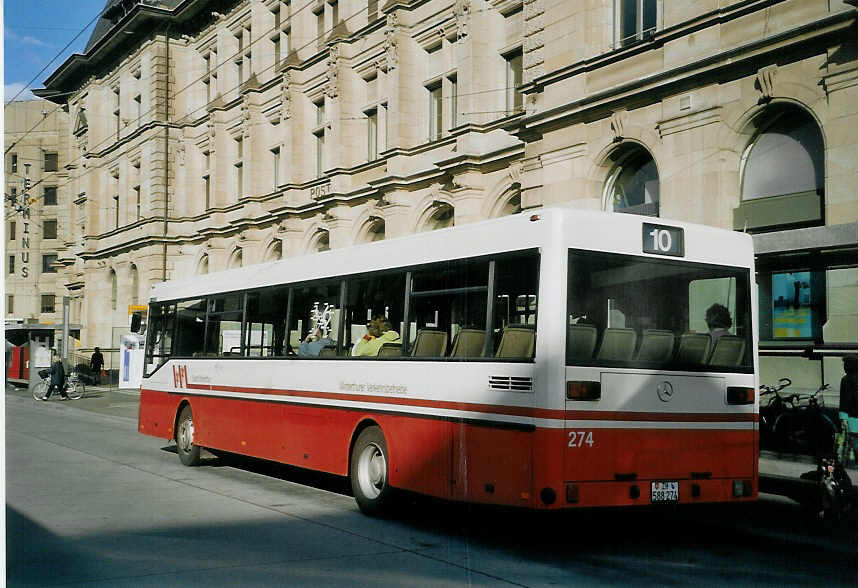 (071'116) - WV Winterthur - Nr. 274/ZH 588'274 - Mercedes am 15. September 2004 beim Hauptbahnhof Winterthur
