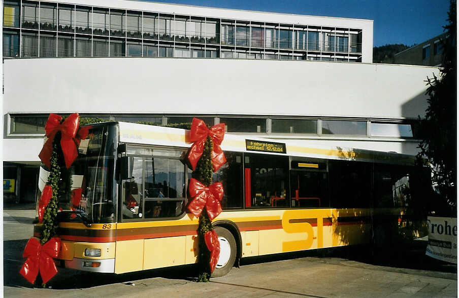 (072'912) - STI Thun - Nr. 83/BE 543'383 - MAN am 3. Dezember 2004 in Thun, Aarefeldplatz (Einsatz Fahrplanwechsel)