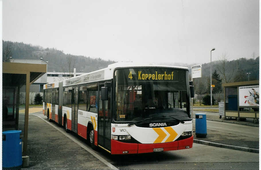 (073'416) - RVBW Wettingen - Nr. 130/AG 346'037 - Scania/Hess am 28. Dezember 2004 in Spreitenbach, Shopping Center