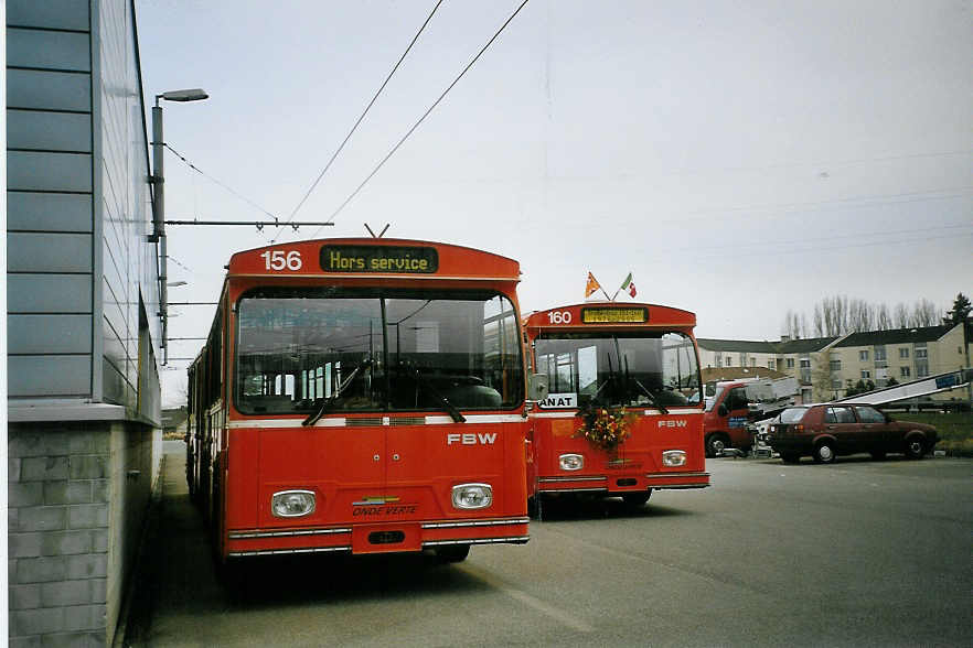 (074'209) - TN Neuchtel - Nr. 156 - FBW/Hess Gelenktrolleybus (ex Nr. 56) am 16. Januar 2005 in Marin, Dpt