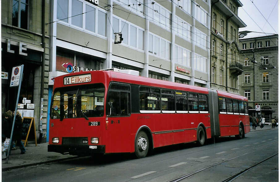 (074'524) - Bernmobil, Bern - Nr. 289/BE 419'289 - Volvo/R&J-Hess-Gangloff am 10. Februar 2005 beim Bahnhof Bern
