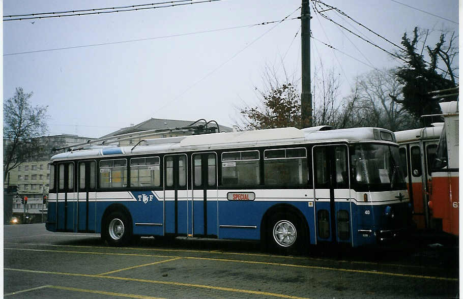 (074'535) - TF Fribourg (Rtrobus) - Nr. 40 - Saurer/Hess Trolleybus am 12. Februar 2005 in Lausanne, Dpt Borde