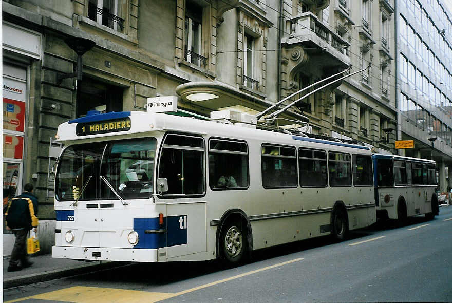 (075'124) - TL Lausanne - Nr. 727 - FBW/Hess Trolleybus am 24. Februar 2005 in Lausanne, Bel-Air