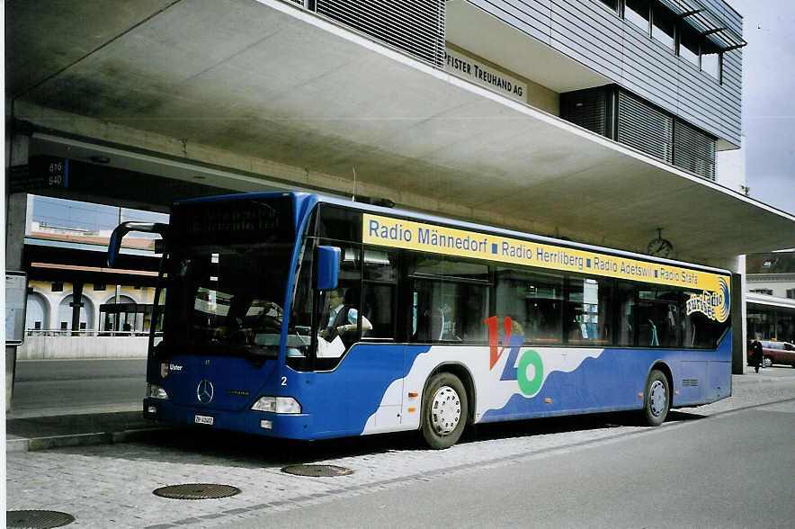 (075'834) - VZO Grningen - Nr. 2/ZH 41'402 - Mercedes am 31. Mrz 2005 beim Bahnhof Uster