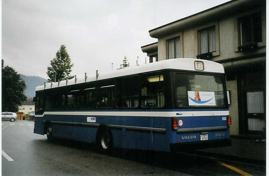 (078'330) - VBL Luzern - Nr. 552/LU 15'730 - Volvo/Hess (ex Nr. 61) am 11. Juli 2005 beim Bahnhof Littau