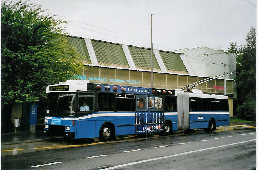 (078'408) - VBL Luzern - Nr. 194 - NAW/Hess Gelenktrolleybus am 11. Juli 2005 in Luzern, Brelstrasse