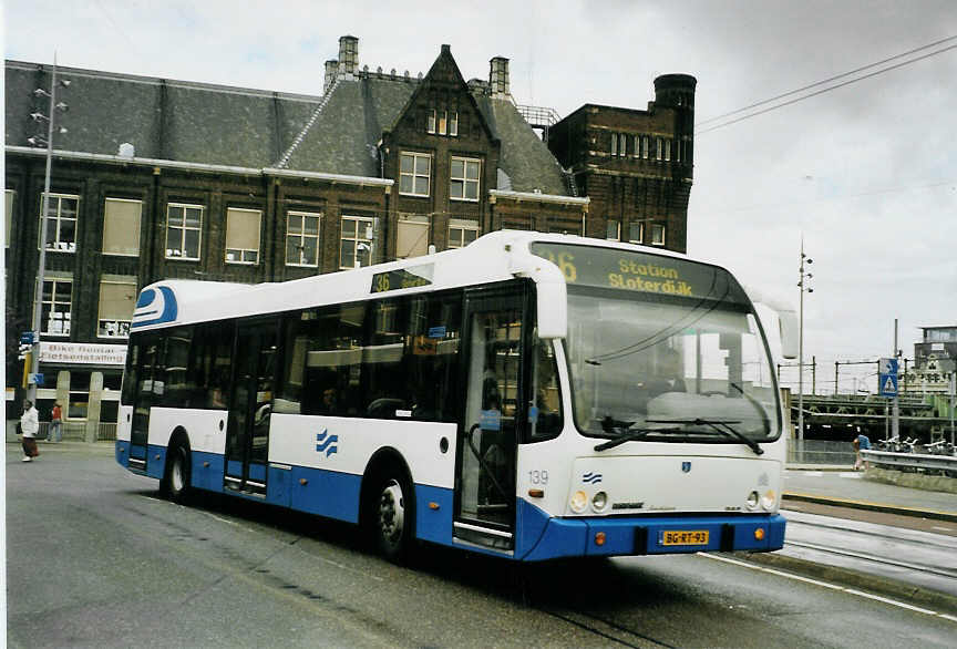 (078'710) - GVB Amsterdam - Nr. 139/BG-RT-93 - DAF/Berkhof am 20. Juli 2005 beim Bahnhof Amsterdam