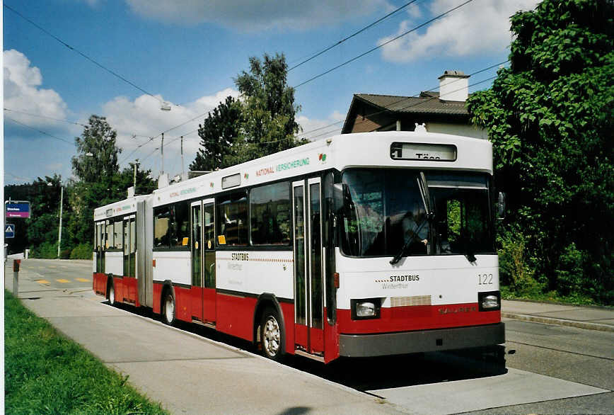 (080'117) - SW Winterthur - Nr. 122 - Saurer/FHS Gelenktrolleybus am 28. August 2005 in Winterthur, Stocken