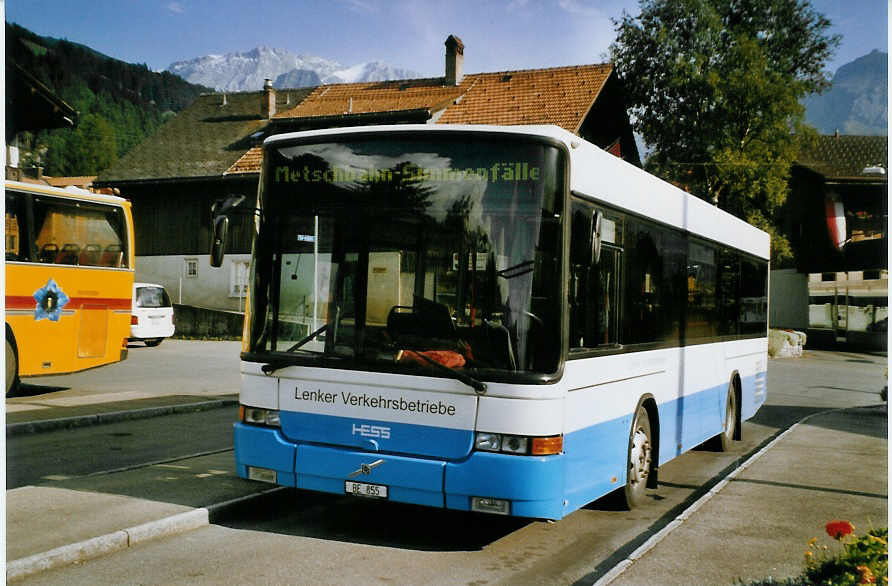 (080'311) - LVB Lenk - BE 855 - Volvo/Hess (ex RTB Altsttten Nr. 11) am 3. September 2005 beim Bahnhof Lenk
