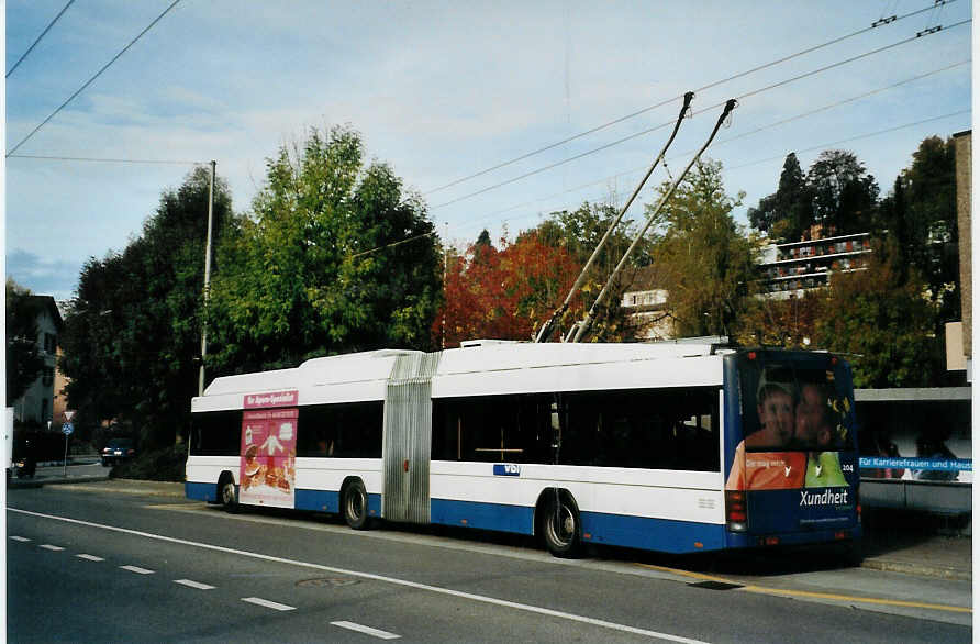 (081'233) - VBL Luzern - Nr. 204 - Hess/Hess Gelenktrolleybus am 21. Oktober 2005 in Luzern, Brelstrasse