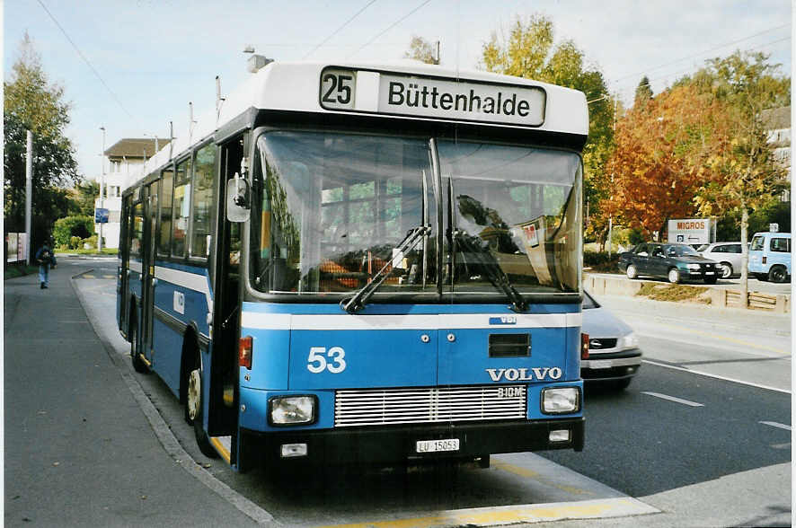 (081'304) - VBL Luzern - Nr. 53/LU 15'053 - Volvo/Hess am 21. Oktober 2005 in Luzern, Brelstrasse