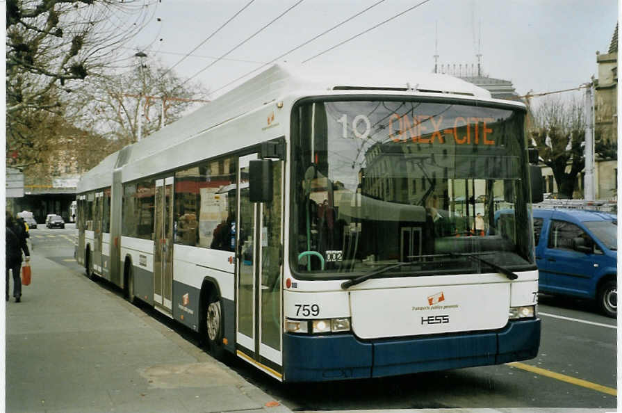 (083'427) - TPG Genve - Nr. 759 - Hess/Hess Gelenktrolleybus am 6. Mrz 2006 in Genve, 22-Cantons