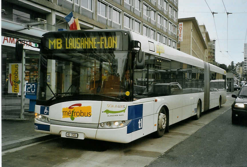 (083'825) - TL Lausanne - Nr. 531/VD 1583 - Solaris am 6. Mrz 2006 beim Bahnhof Lausanne