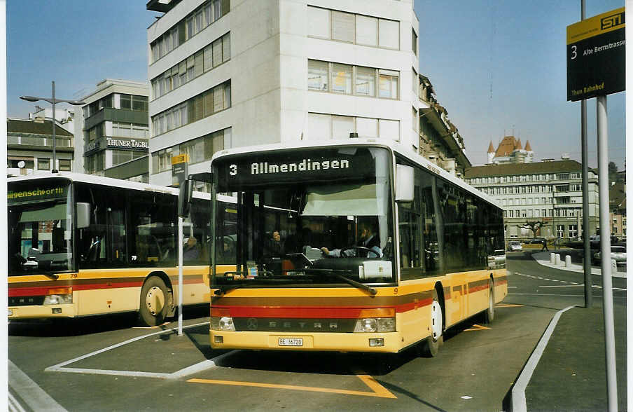 (084'024) - STI Thun - Nr. 9/BE 36'720 - Setra (ex AvH Heimenschwand Nr. 9) am 20. Mrz 2006 beim Bahnhof Thun