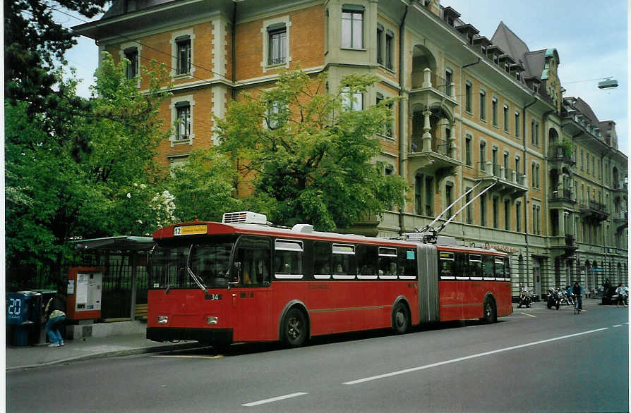 (085'501) - Bernmobil, Bern - Nr. 34 - FBW/Gangloff Gelenktrolleybus am 22. Mai 2006 in Bern, Universitt