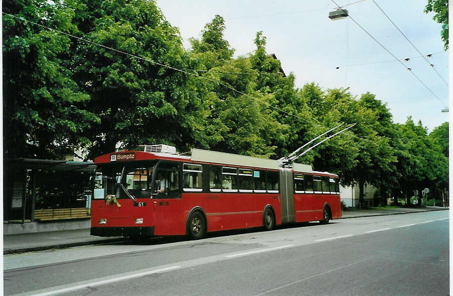 (085'718) - Bernmobil, Bern - Nr. 61 - FBW/Hess Gelenktrolleybus am 28. Mai 2006 in Bern, Schlossmatte