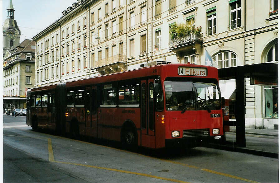 (086'221) - Bernmobil, Bern - Nr. 291/BE 419'291 - Volvo/R&J-Hess-Gangloff am 16. Juni 2006 beim Bahnhof Bern