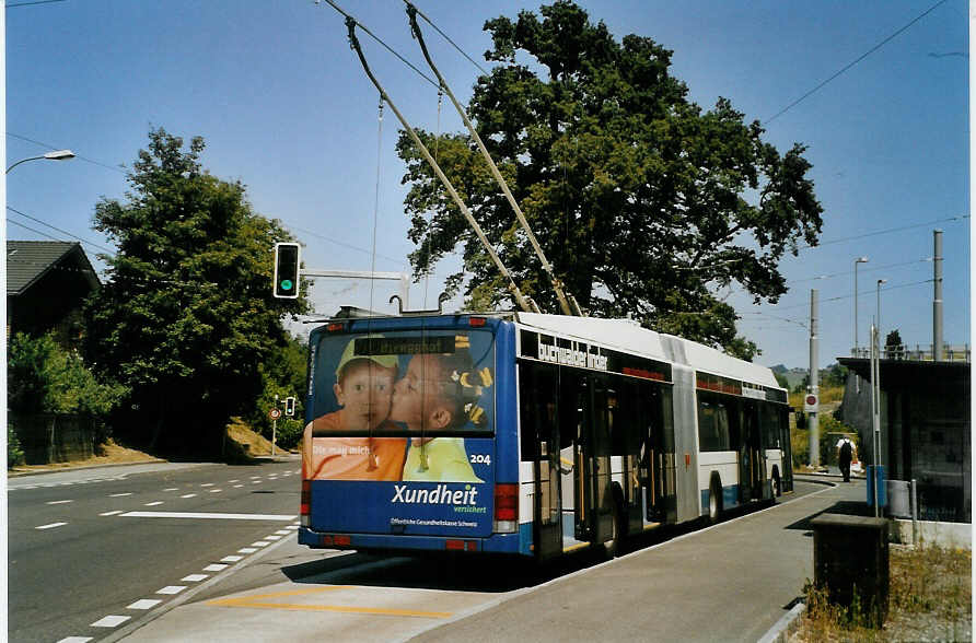 (087'531) - VBL Luzern - Nr. 204 - Hess/Hess Gelenktrolleybus am 25. Juli 2006 in Luzern, Unterlchli