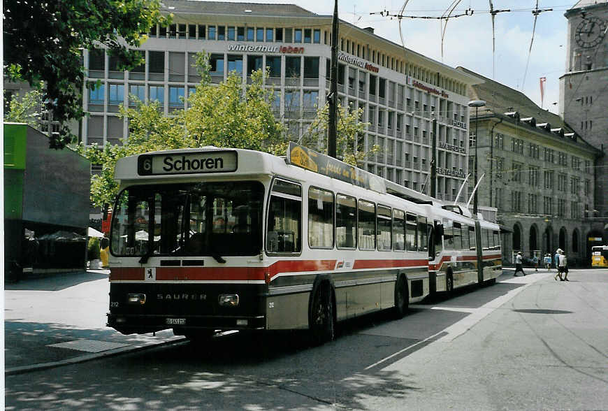 (088'101) - VBSG St. Gallen - Nr. 212/SG 141'212 - Saurer/Hess am 28. Juli 2006 beim Bahnhof St. Gallen