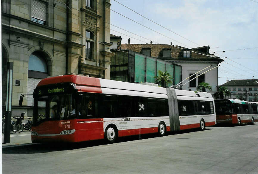 (088'208) - SW Winterthur - Nr. 178 - Solaris Gelenktrolleybus am 28. Juli 2006 beim Hauptbahnhof Winterthur