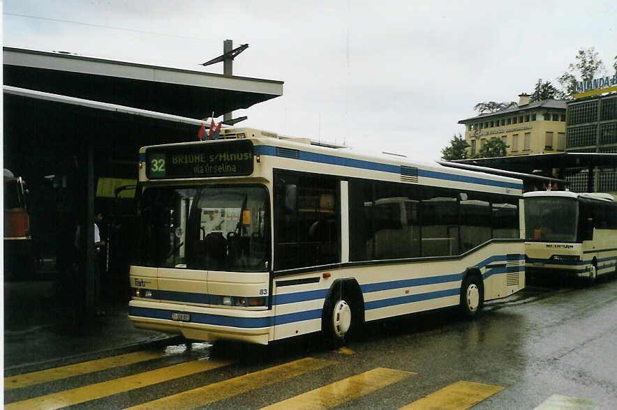 (088'636) - FART Locarno - Nr. 83/TI 308'883 - Neoplan am 3. August 2006 beim Bahnhof Locarno