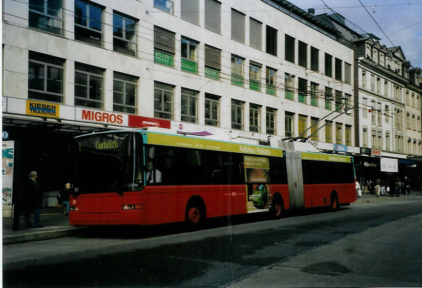 (091'705) - VB Biel - Nr. 89 - NAW/Hess Gelenktrolleybus am 20. Januar 2007 in Biel, Guisanplatz