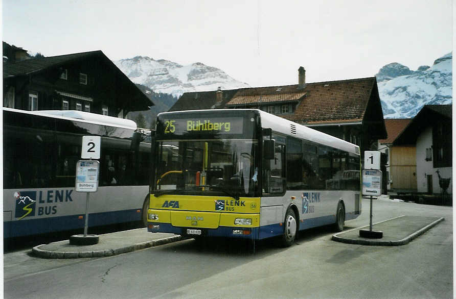 (092'008) - AFA Adelboden - Nr. 56/BE 611'030 - MAN/Gppel am 17. Februar 2007 beim Bahnhof Lenk