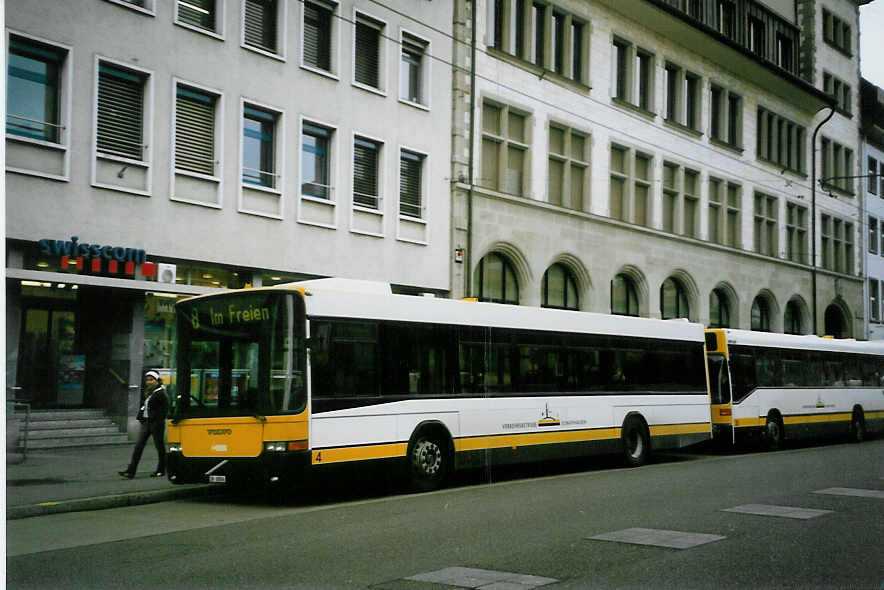 (093'234) - VBSH Schaffhausen - Nr. 4/SH 38'004 - Volvo/Hess am 22. Mrz 2007 beim Bahnhof Schaffhausen