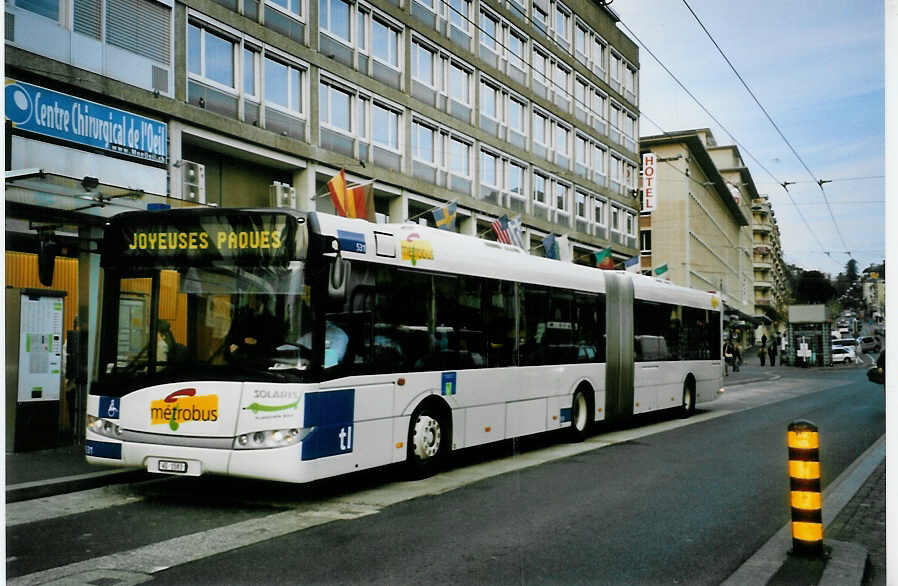 (093'723) - TL Lausanne - Nr. 531/VD 1583 - Solaris am 7. April 2007 beim Bahnhof Lausanne