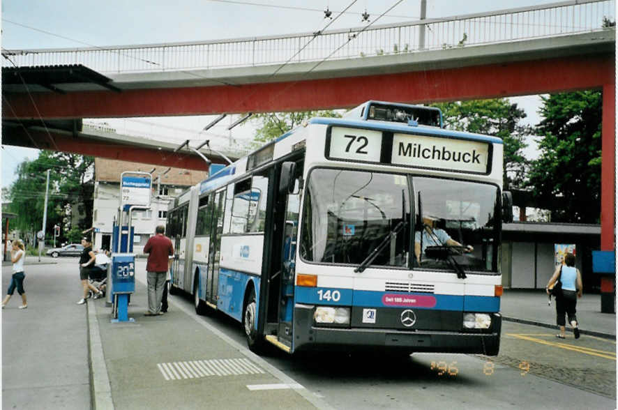 (094'716) - VBZ Zrich - Nr. 140 - Mercedes Gelenktrolleybus am 26. Mai 2007 in Zrich, Bucheggplatz
