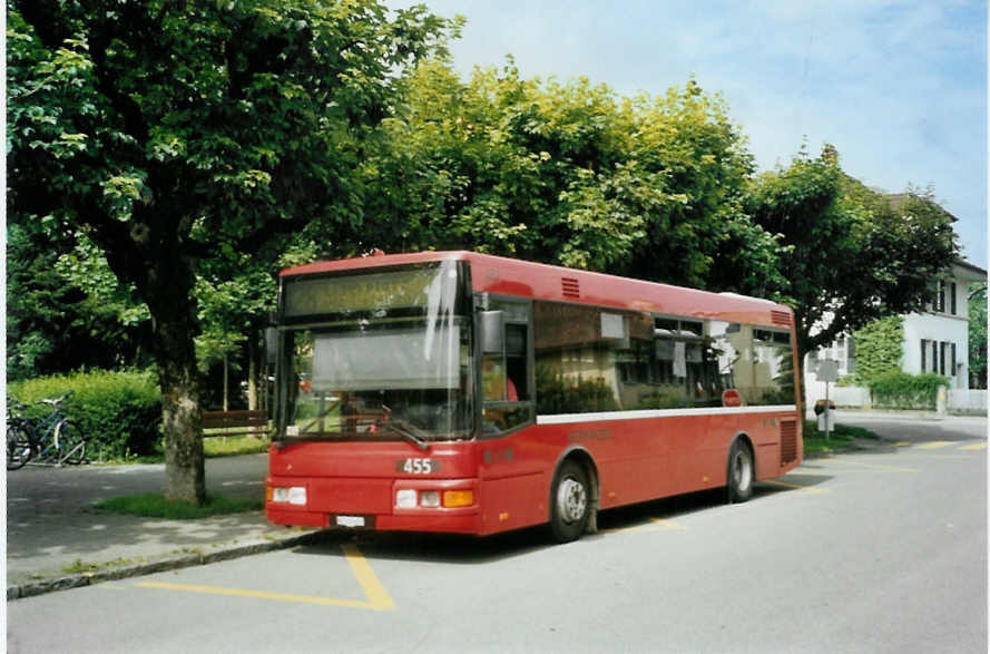 (095'326) - Bernmobil, Bern - Nr. 455/BE 535'455 - MAN/Berkhof am 8. Juni 2007 in Ostermundigen, Zollgasse