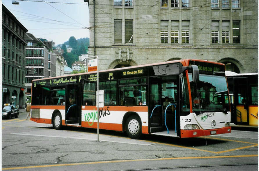 (096'410) - Regiobus, Gossau - Nr. 22/SG 257'922 - Mercedes am 21. Juli 2007 beim Bahnhof St. Gallen