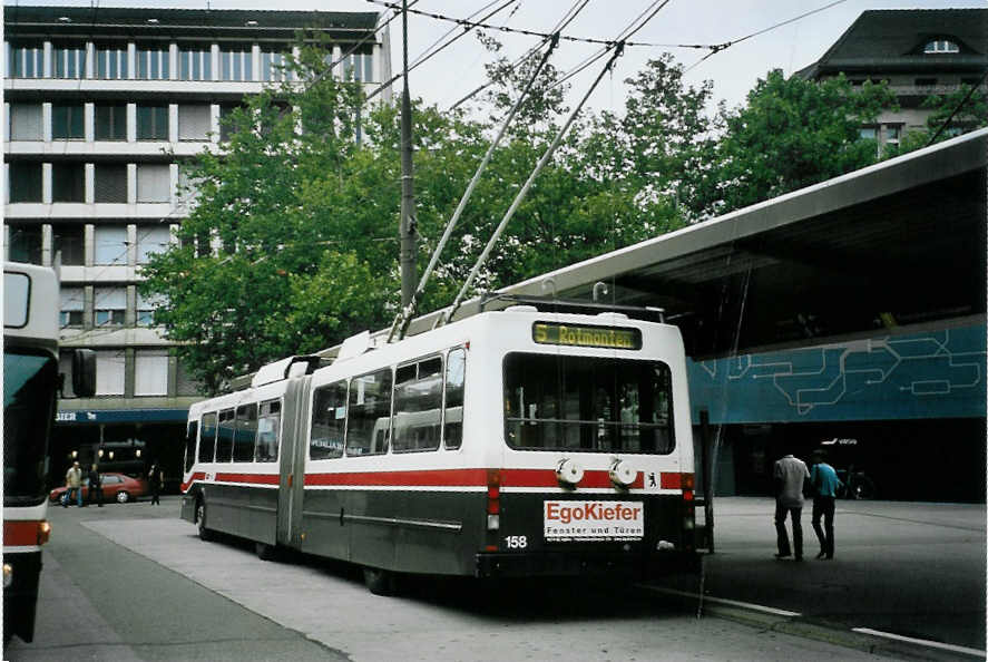 (096'412) - VBSG St. Gallen - Nr. 158 - NAW/Hess Gelenktrolleybus am 21. Juli 2007 beim Bahnhof St. Gallen