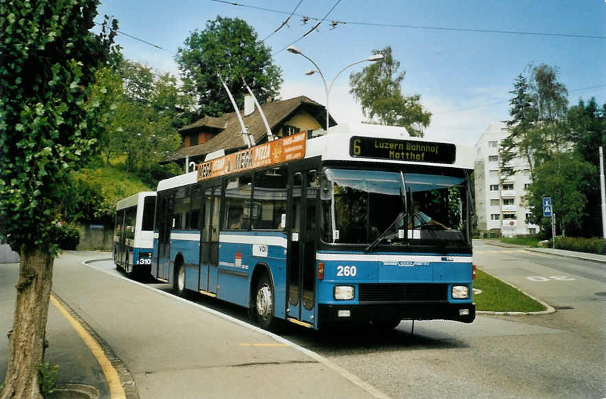 (096'806) - VBL Luzern - Nr. 260 - NAW/R&J-Hess Trolleybus am 23. Juli 2007 in Luzern, Wrzenbach