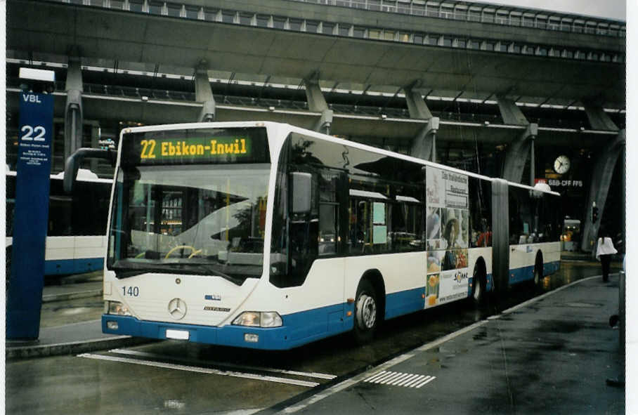 (096'830) - VBL Luzern - Nr. 140/LU 199'440 - Mercedes am 23. Juli 2007 beim Bahnhof Luzern