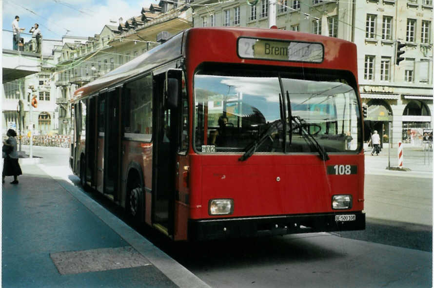 (097'129) - Bernmobil, Bern - Nr. 108/BE 500'108 - Volvo/R&J am 12. August 2007 beim Bahnhof Bern