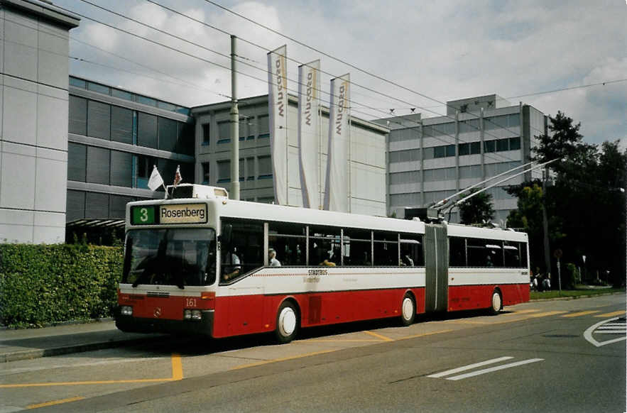 (098'704) - SW Winterthur - Nr. 161 - Mercedes Gelenktrolleybus am 15. September 2007 in Winterthur, Strahlegg