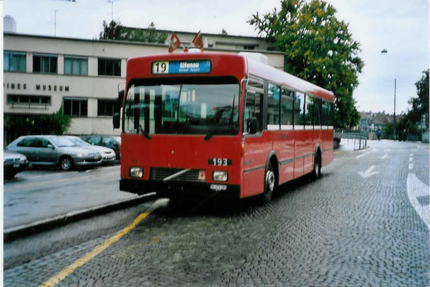 (099'325) - Bernmobil, Bern - Nr. 193/BE 451'193 - Volvo/Gangloff am 30. September 2007 in Bern, Helvetiaplatz