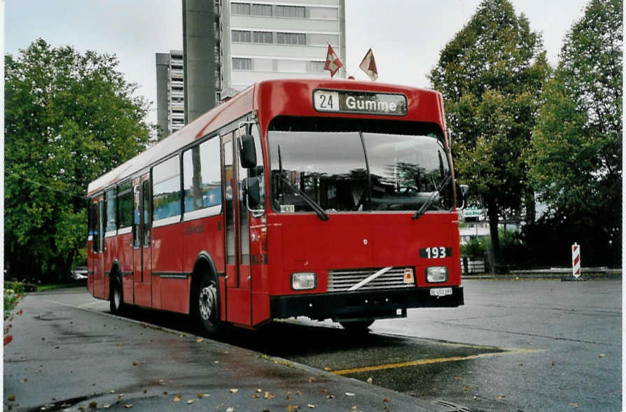 (099'419) - Bernmobil, Bern - Nr. 193/BE 451'193 - Volvo/Gangloff am 30. September 2007 in Bern, Holenacker