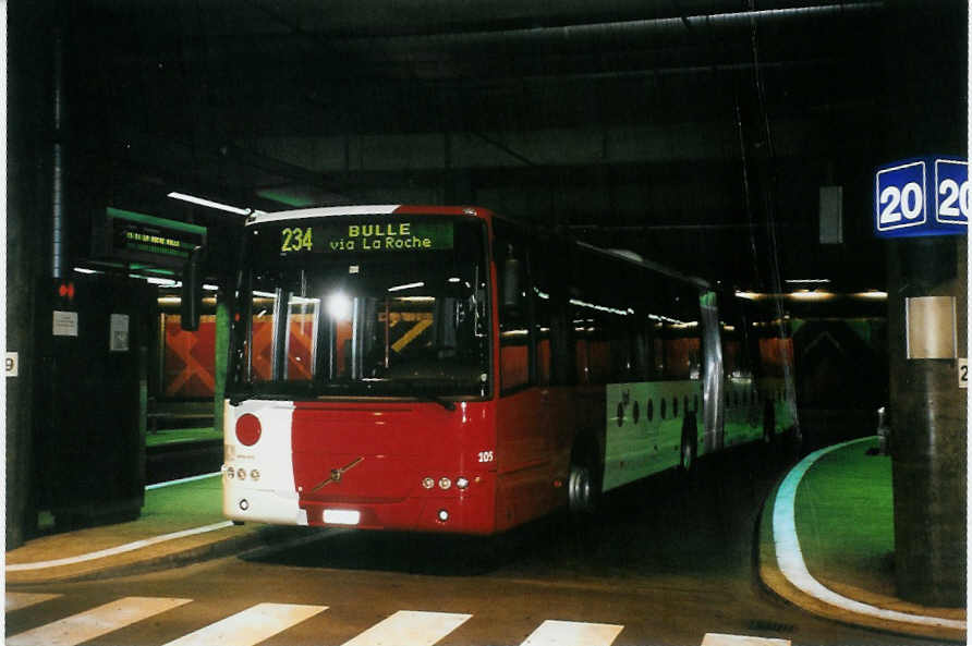 (100'619) - TPF Fribourg - Nr. 105/FR 300'204 - Volvo am 27. Oktober 2007 in Fribourg, Busbahnhof