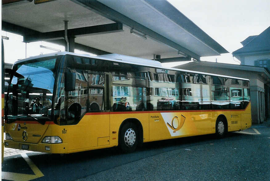 (100'902) - Voegtlin-Meyer, Brugg - Nr. 107/AG 24'740 - Mercedes am 3. November 2007 beim Bahnhof Brugg